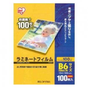 アイリスオーヤマ ラミネートフィルム 100μ B6サイズ 100枚入り LZ-B6100