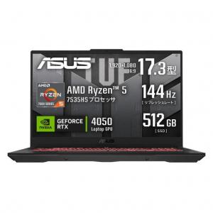 ASUS｜エイスース 17.3型 ゲーミングASUS TUF Gaming A17 FA707NU (Ryzen 5 メモリ 16GB SSD 512GB GeForce RTX 4050) FA707NU-R5R4050J
