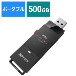 BUFFALO 外付けSSD USB-A接続 (PC・TV両対応、PS5対応) ブラック [ポータブル型 500GB] SSD-PUT500U3-BKC